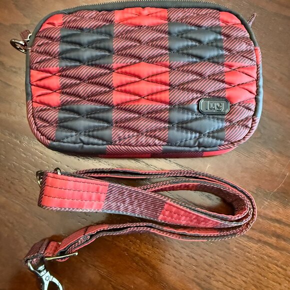 lug Handbags - Lug Coupe Red and black check crossbody, shoulder or belt bag